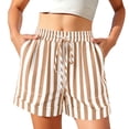 thumbnail image 5 of Women's Casual Summer Shorts with Pockets, Striped Beach Loose Fit, 5 of 7