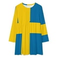 thumbnail image 2 of National Flag Sweden Blue Field Loose Dress Evening Dress Summer Dresses for Women Luxury Dress Long Sleeved Dress, 2 of 4