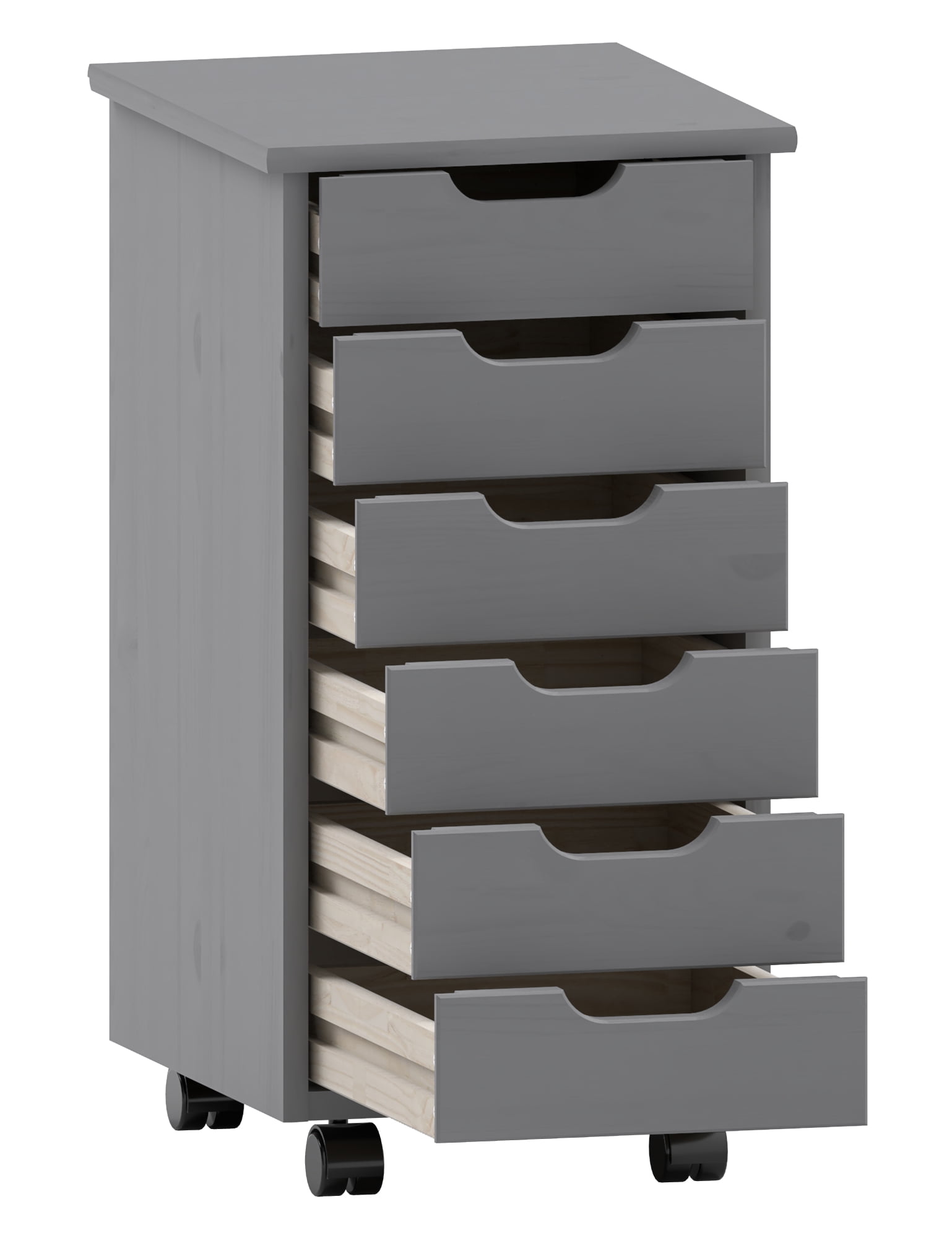 Linon Cary Six Drawer Rolling Storage Cart, Multiple Finishes