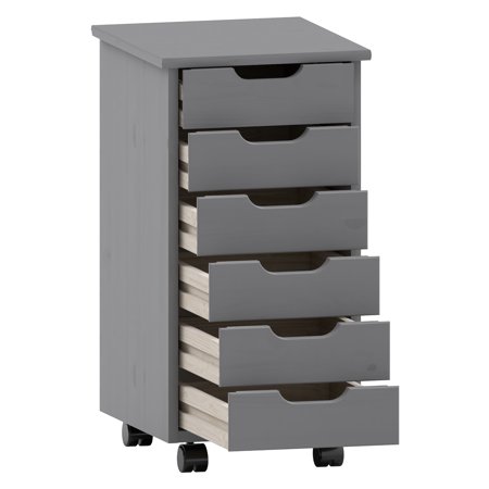 Linon Cary Six Drawer Rolling Storage Cart Multiple Finishes