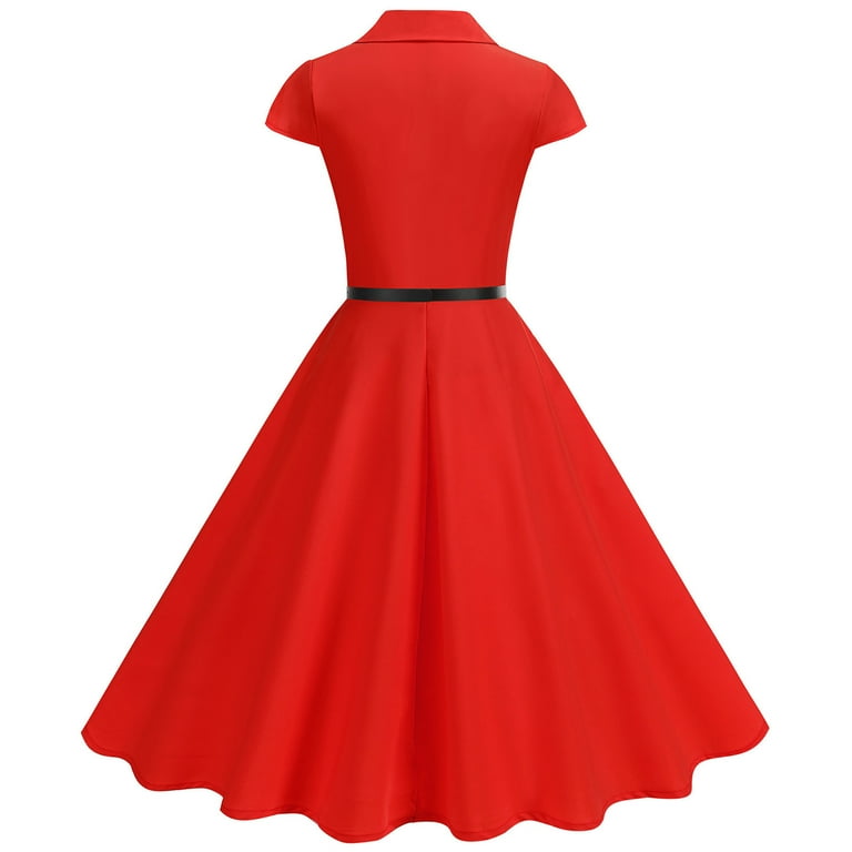 Cagogo Women Lapel Vintage Audrey Hepburn Style V-Neck Cocktail Swing Dress 50s 60s Button up 1950s Rockabilly Tea Party Prom Midi Evening Dress - Walmart.com Cagogo Women Lapel Vintage Audrey Hepburn Style V-Neck Cocktail Swing Dress 50s 60s Button up 1950s Rockabilly Tea Party Prom Midi Evening Dress - Walmart.com