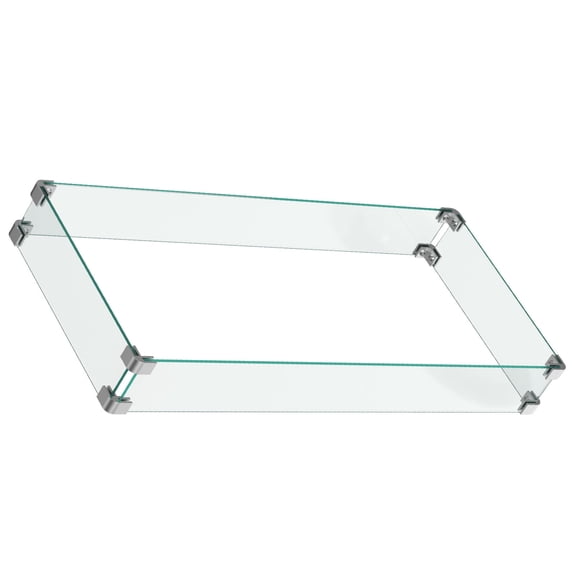 Philergo Rectangle Fire Pit Wind Guard, Tempered Glass Wind Guard for 42 Inch Propane Fire Pits