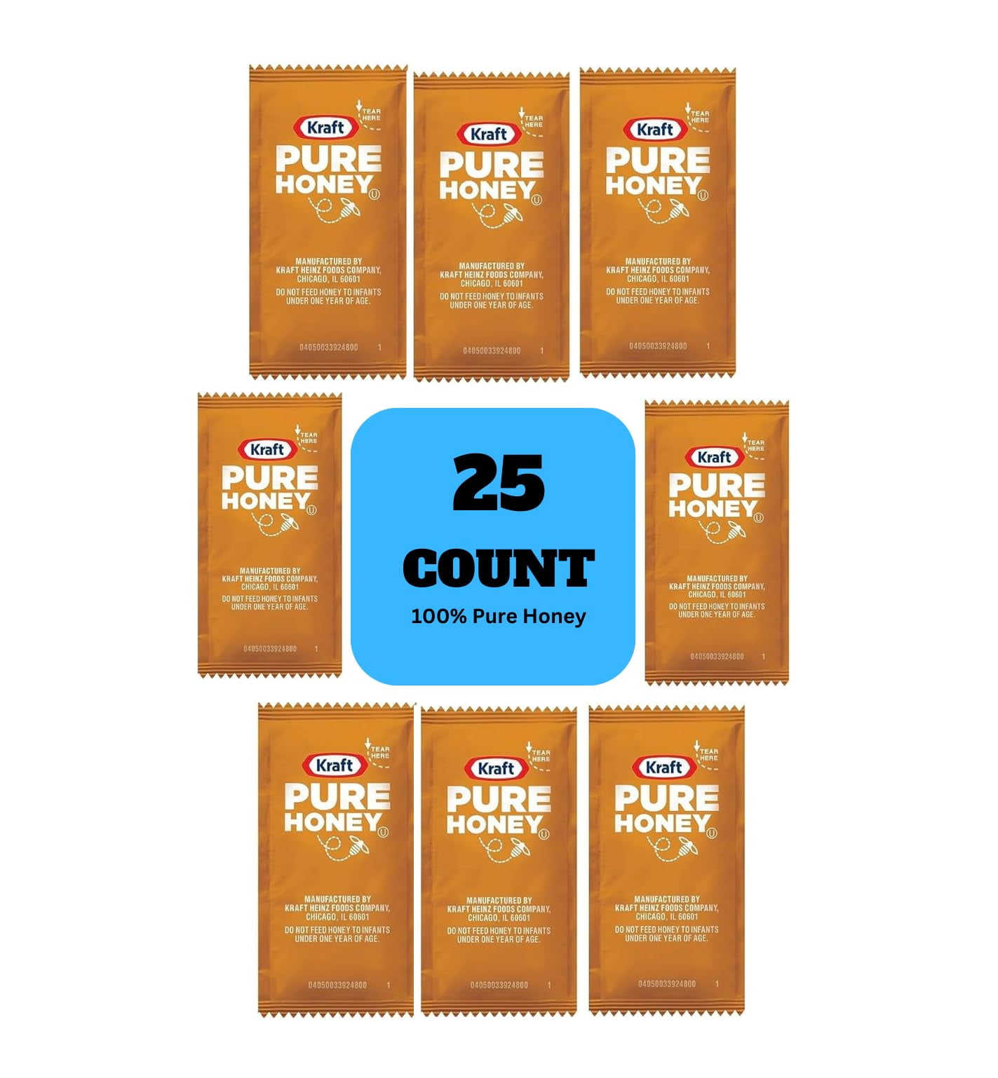 Honey Packets | Single Serve | 100% Pure And Natural | 0.32 oz Packet (25)