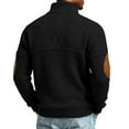 thumbnail image 4 of Mens Casual Knitted Pullover Sweater Long Sleeve Stand Collar Vintage Button Sweaters with Elbow Patches Black M, 4 of 5
