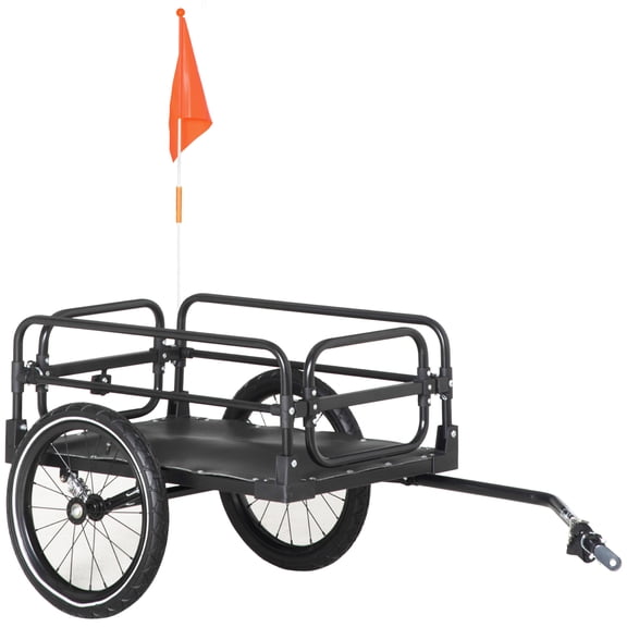 Bike Cargo Trailer with Suspension, Triple Safety Features, 16 Inch Wheels, 88 lbs Max Load