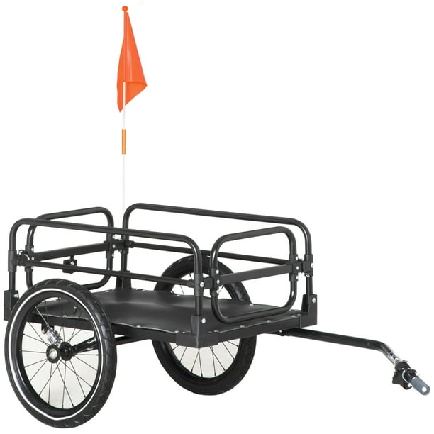 Aosom Bike Cargo Trailer Wagon Trailer, 16'' Wheels, 88 lbs. Max Load
