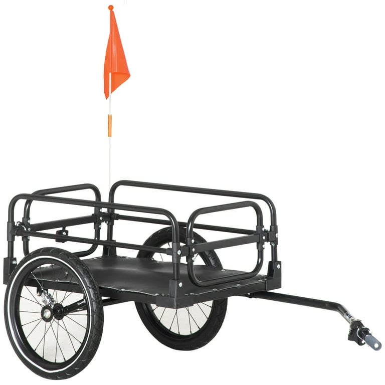 Aosom Foldable Bike Trailer 16 Wheels 88lbs Max Load with Safety Features Suspension Walmart