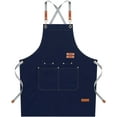 thumbnail image 1 of shiyou-Chef Aprons for Men Women with Large Pockets, Cotton Canvas Cross Back Adjustable Cooking Kitchen Work Waterproof Bib Apron, 1 of 4