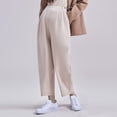 thumbnail image 6 of Hvyesh Women's Wide Leg Work Pants Maternity Mama High Waist Dress Palazzo Pants Trendy Wide Leg Jogger Trousers with Pockets, 6 of 7