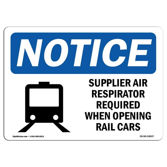 OSHA Notice Sign - Supplied Air Respirator Required Sign With Symbol | Decal | Protect Your Business, Construction Site |  Made in the USA