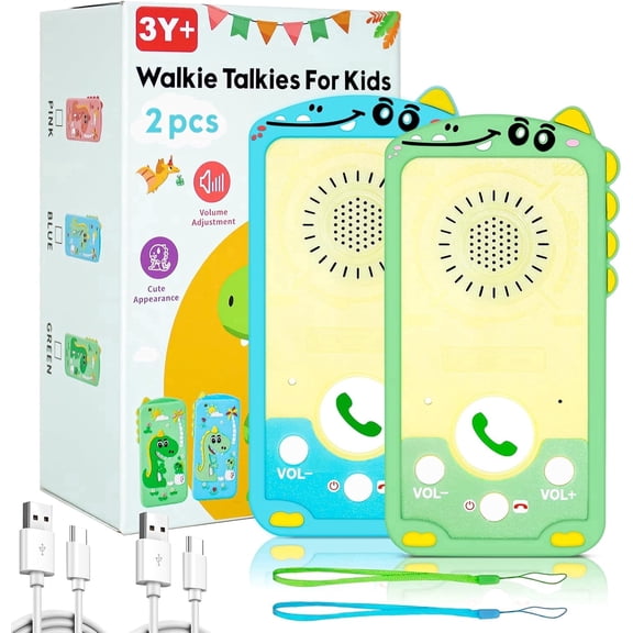 Dinosaur Walkie Talkies for Kids Age 3-9, Rechargeable 2-Way Radios 2 Mile Long Range, No WiFi Push-to-Talk Toy, Birthday Gift for Boys Girls