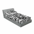 thumbnail image 3 of Ambesonne Retro Fitted Sheet & Pillow Sham Set, Rock Music Poster Image, Queen, Beige and Black, 3 of 3