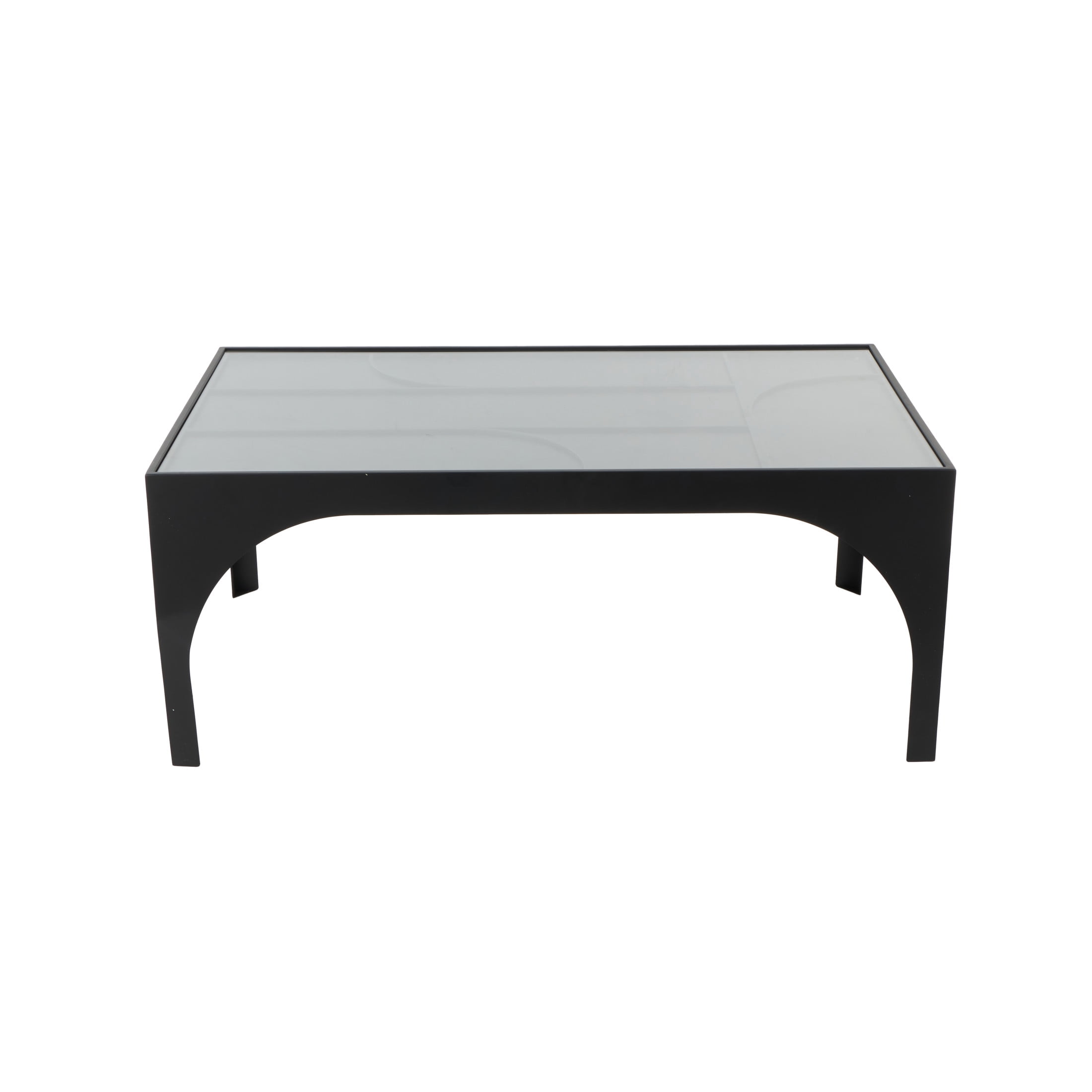 DecMode 42" x 17" Black Metal Geometric Coffee Table with Glass Top, 1-Piece