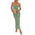thumbnail image 1 of Vestido PRETTYGARDEN Strapless Bodycon Largo Maxi Verde Blanco XS, 1 of 8