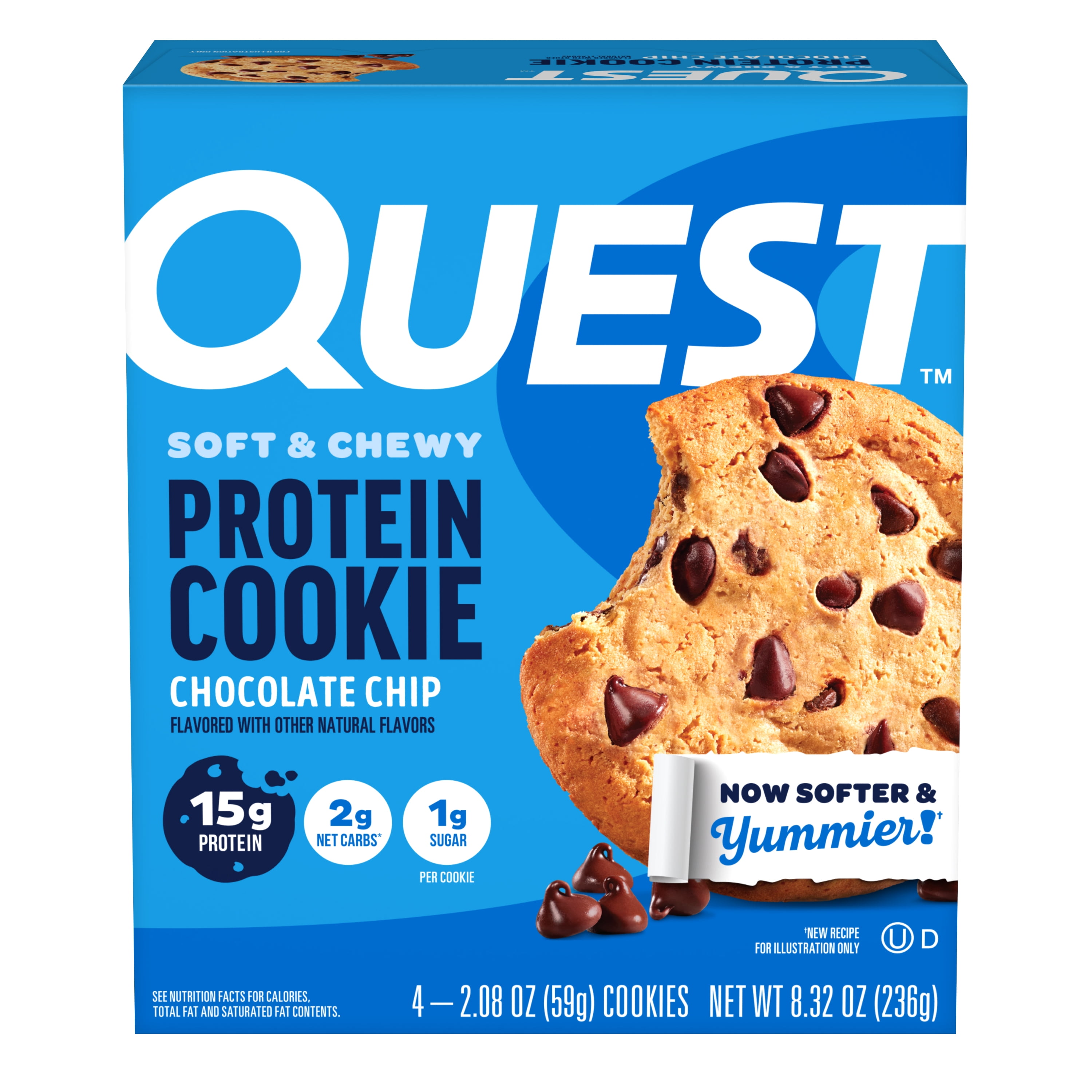 (6 pack) Quest Soft & Chewy Protein Cookie, High Protein, Chocolate Chip, 4 Count