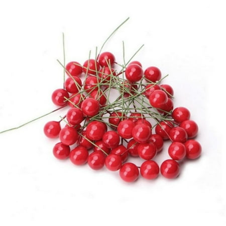 Holly Christmas Wreath 50Pcs/Set Artificial Christmas Holly Berry Stems Xmas Tree Wreath Decorations DIY Craft Supplies ()