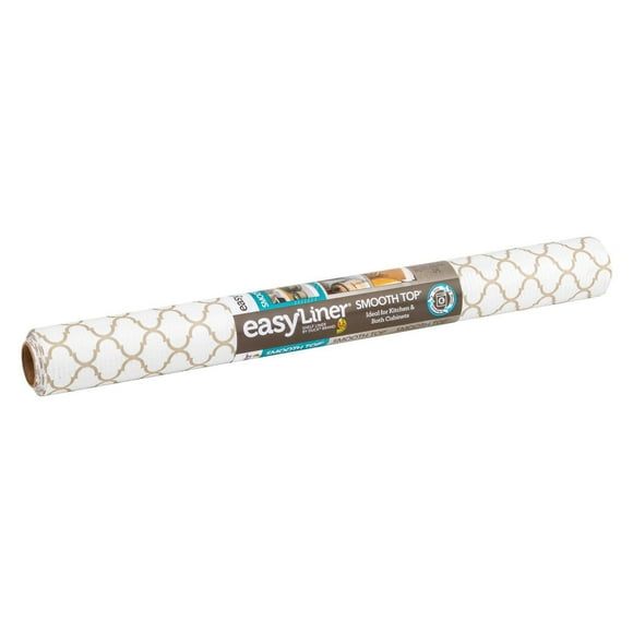 Smooth Top EasyLiner Brand Shelf Liner, Taupe Quatrefoil, 20 in. x 6 ft.