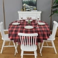 thumbnail image 2 of Red and Black Plaid Pattern Round Tablecloth 60"x60",Wrinkle Wipeable Table Cloth for Kitchen Dining Room Picnic Patio Party, 2 of 6