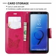 thumbnail image 6 of Allytech Galaxy S9 Case, Slim Fit PU Leather Folio Butterfly Embossed Shockproof Wrist Hand Strap Flip Cards Holder Wallet Case TPU Back Cover for Samsung Galaxy S9,Red, 6 of 8