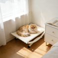 thumbnail image 2 of Moderna hamaca elevada para gatos, tela transpirable, elegante tumbona para interiores o exteriores. Blanco, 2 of 3