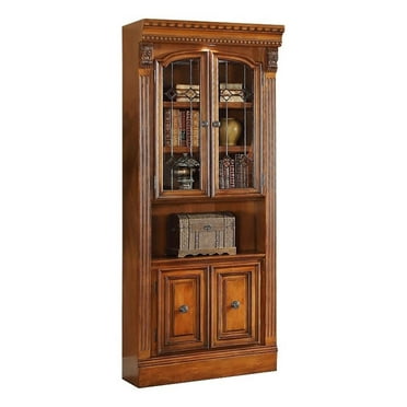 Bowery Hill Traditional Wood Outside Corner Bookcase in Antique Vintage ...