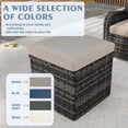 thumbnail image 5 of 2 PCS Outdoor Patio Ottoman, All-Weather Grey Brown Wicker Rattan Outdoor Footstool Footrest Seat with Khaki Cushion, 5 of 8