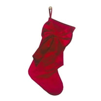 1 Pack Bow Christmas Stockings, 17.7 inches Velvet Christmas Stocking Hanging Xmas Tree Decor for Home Winter Holiday Festival Party Fireplace Mantel Xmas Tree Hanging Ornament(Red,17.7x9.8")