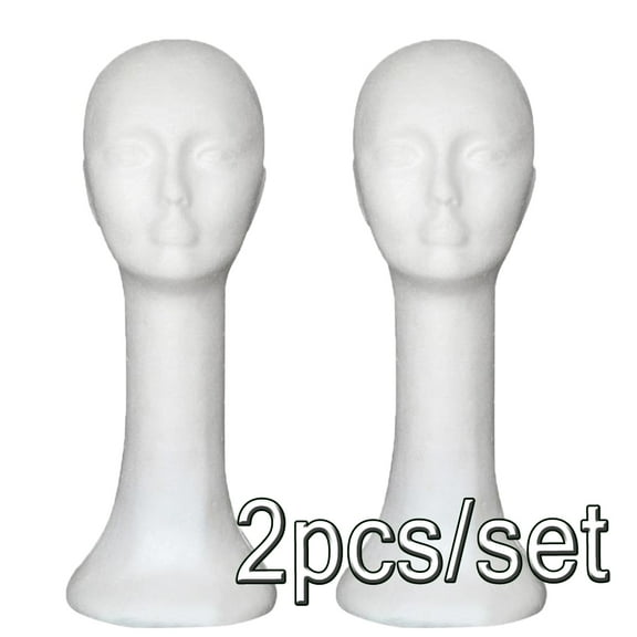 LINASHI 2pcs Long Neck Female Foam Mannequin Wig Display Stand Model for Style, Model And Display Hair, Hats and Hairpieces