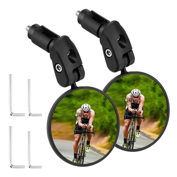 2 Pack Bike Mirror Handlebar Mount , 360° Adjustable Bicycle Mirror for Mountain, Road, BMX & Commuter Bikes , Shatterproof, Vibration-Resistant Rearview Mirror with Secure Clamp