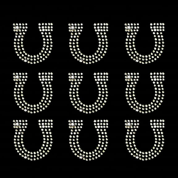 Set of 9 Horseshoe Iron-on Clear Rhinestone Transfer by JCS Rhinestones