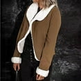 thumbnail image 6 of TAGOLD Womens Coats,Women's Autumn/Winter Solid Color Cardigan Plush Lapel Coat Tops, 6 of 6