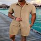 thumbnail image 3 of Conjunto de camiseta y pantalones cortos de verano para hombre, ropa deportiva multicolor de 2 piezas, camiseta y pantalones cortos, 3 of 5