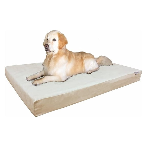 Waterproof Orthopedic Cooling Memory Dog Bed for Large and Extra Large Dogs, Suede Color, Jumbo 55X47X4 Inches
