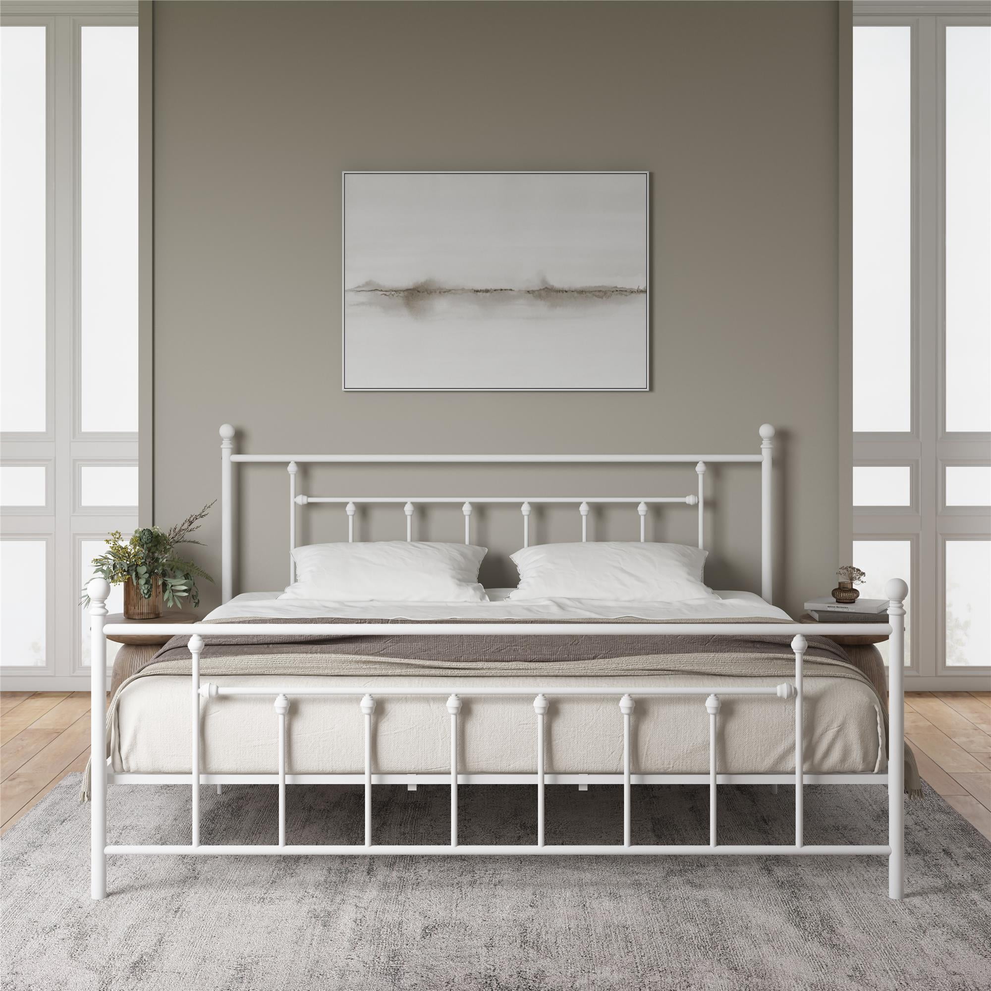 DHP Manila Metal Bed, White, King