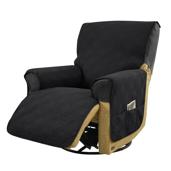 LKJYER Quilted Stretch Recliner Covers That Stay in Place, Power Lift Recliner Chair Covers with Storage Pockets and Elastic Straps Furniture Protector