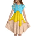 thumbnail image 2 of ZHOGXU Toddler Kids Girls Summer Dress Short Sleeve Round Neck Ice Cream Printed Flowy Lightweight Fashion Dresses For Casual Daily Wear,Blue,6-7 Years, 2 of 5