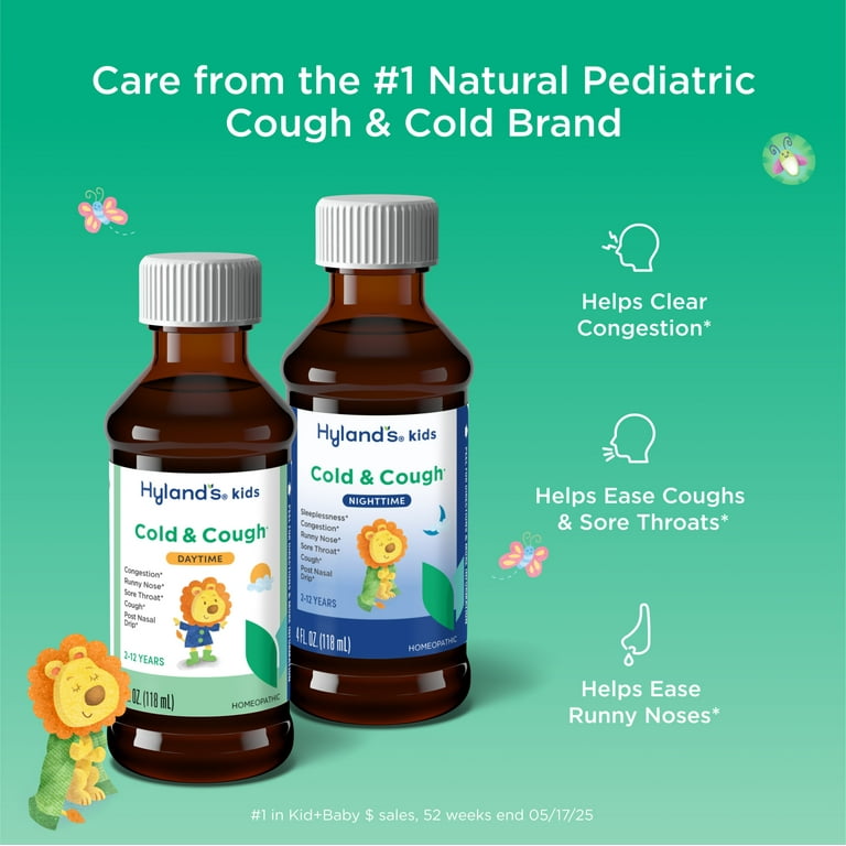 Hyland's Kids Cold and Cough Day and Night Value Pack, 2 x 4 fl oz Bottles, Over The Counter