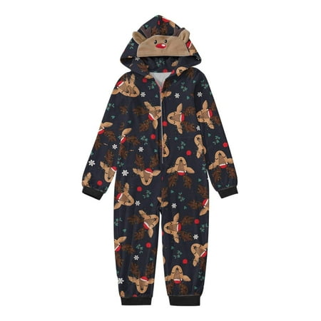 

Matching Pajamas Set for Family Fleece Onesie Christmas Sleepwear Zipper Jumpsuit with Pockets
