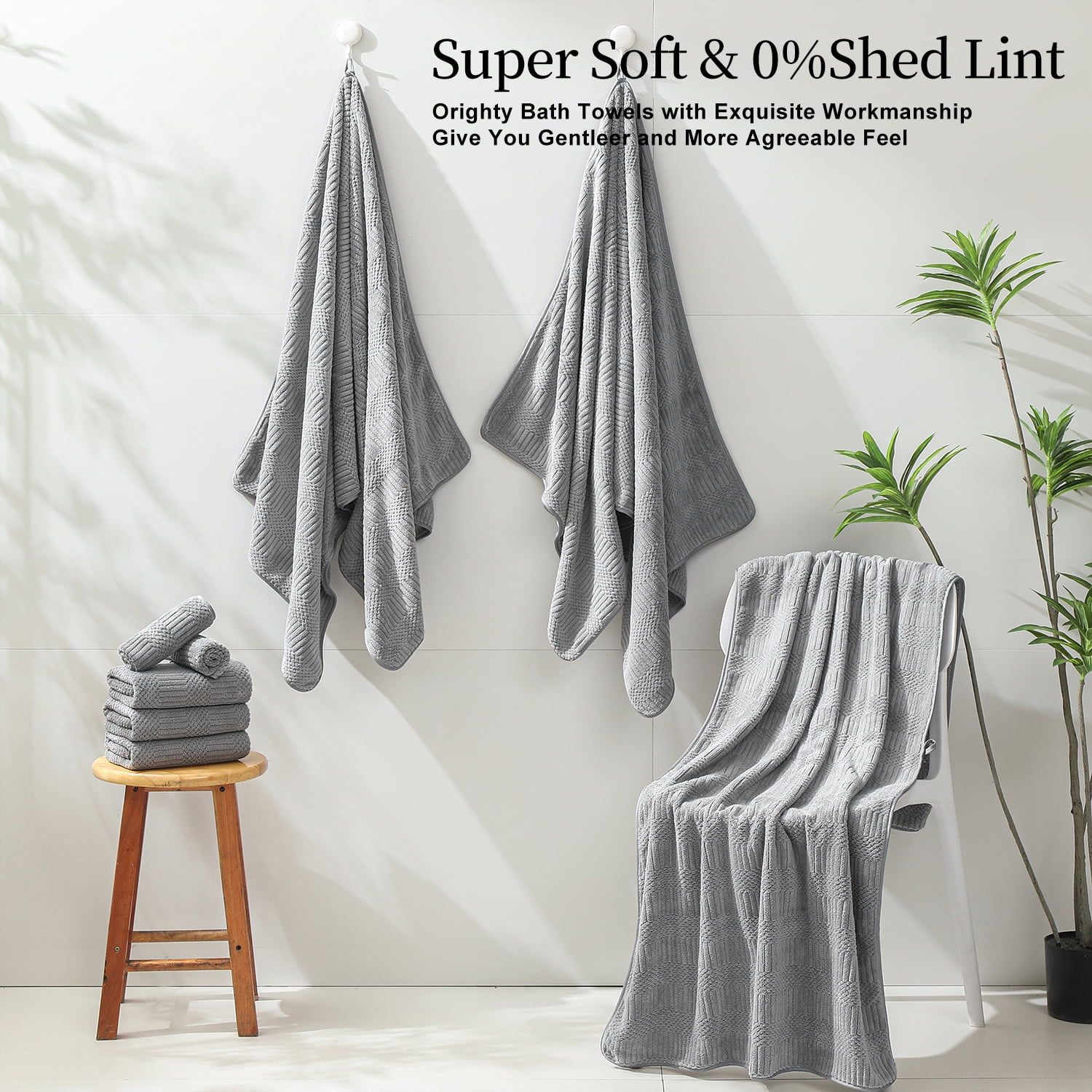 Beartech 8 Piece Microfiber Bath Towel Set,700GSM Quick Dry & Less Lint, 2 Oversized Bath Towels, 2 Towels & 4 Washcloths,Highly Absorbent,Ultra Soft Shower Towel For Bathroom Hotel-Dark Gray