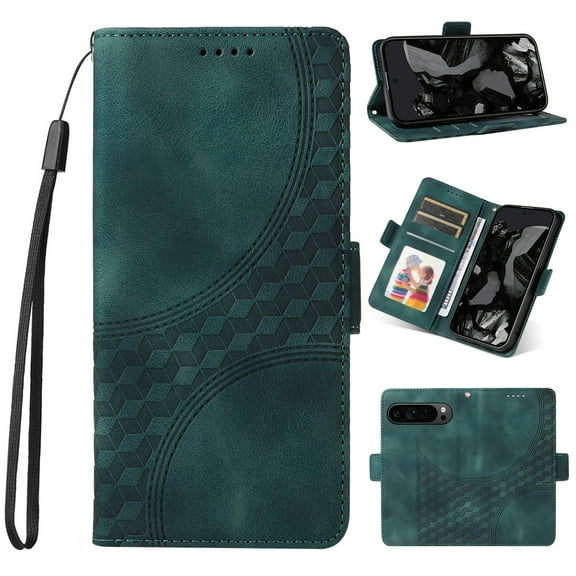 for Google Pixel 8 Pro Wallet Case, Pattern PU Leather Purse Phone Case with [Credit Card Slots] [Wrist Strap] Stand Shockproof Full Body Protective Cover for Google Pixel 8 Pro, Green