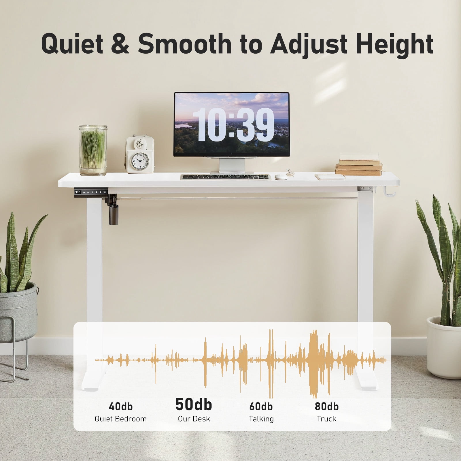 55" x 24" Electric Height Adjustable Standing Desk with Memory Presets, Ergonomic Sit-to-Stand Desk for Home Office, White