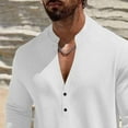 thumbnail image 5 of biudgviw Men's Linen Shirts Casual Button V Neck Long Sleeve Tops Lightweight Loose Vacation Beach T-Shirts Spring Summer Clothes, 5 of 6