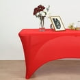 thumbnail image 6 of BalsaCircle 6 Feet Red Fitted Spandex Tablecloth Open Back Rectangle Table Cover Event, 6 of 8