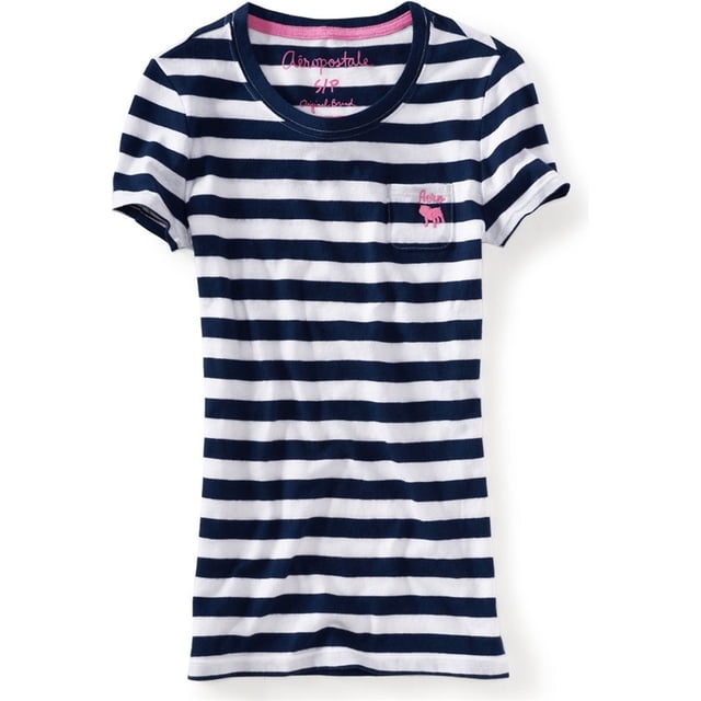 Aeropostale - Camiseta con estampado de bulldog para mujer, azul, talla mediana