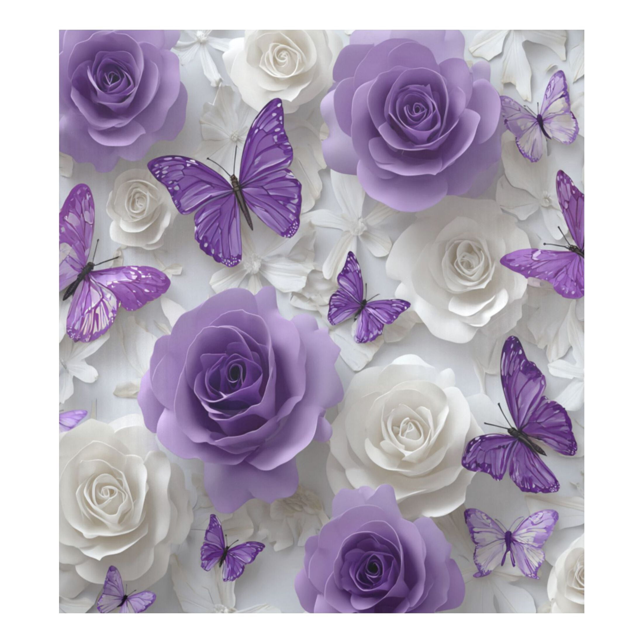 Dishwasher Magnetic Refrigerator Magnet Cover Sticker Home Decorative 23"x26" Purple Butterflies and White Roses