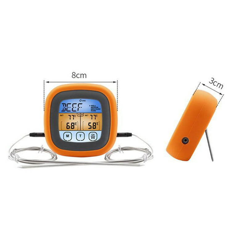 Flamen Digital Meat Thermometer, 2 in 1 Dual Probe Food Thermometer with Backlight, Temperature Alarm, Waterproof Instant Read Meat Thermometer¡