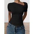 thumbnail image 4 of Women'S Off the Shoulder Tops Bo-W Y2k T Shirt Short Sleeve Fitted Summer Tee Black XXL, 4 of 7