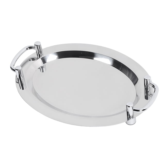 Assiette de Buffet en Acier Inoxydable Finition Miroir Élégance avec Poignée Pratique Design Polyvalent Assiette en Acier Inoxydable 304 pour Mariages Restaurants