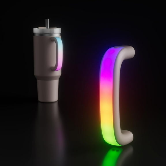 6 Colors LED Light-Up Tumbler Handle for Quencher 40oz/30oz, Comfortable Water Bottle Handle for Tumbler-Compatible with 40oz Cup Accessories, Use for Outdoor, Party, Home (Rose Quartz)
