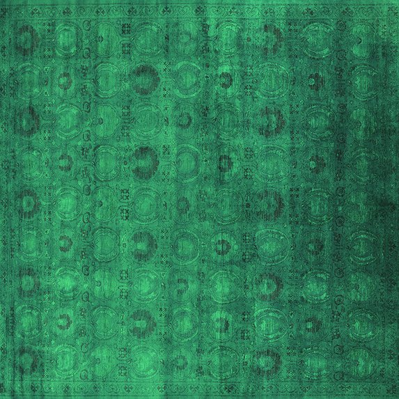 Ahgly Company Indoor Square Oriental Green Industrial Area Rugs, 6' Square